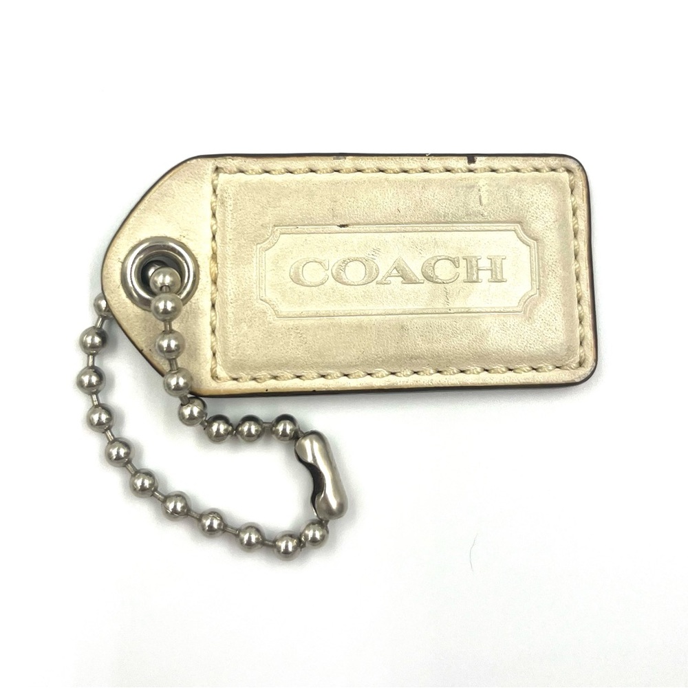 Vintage Coach Large Cream Leather Hang Tag Charm Tag Replacement Used